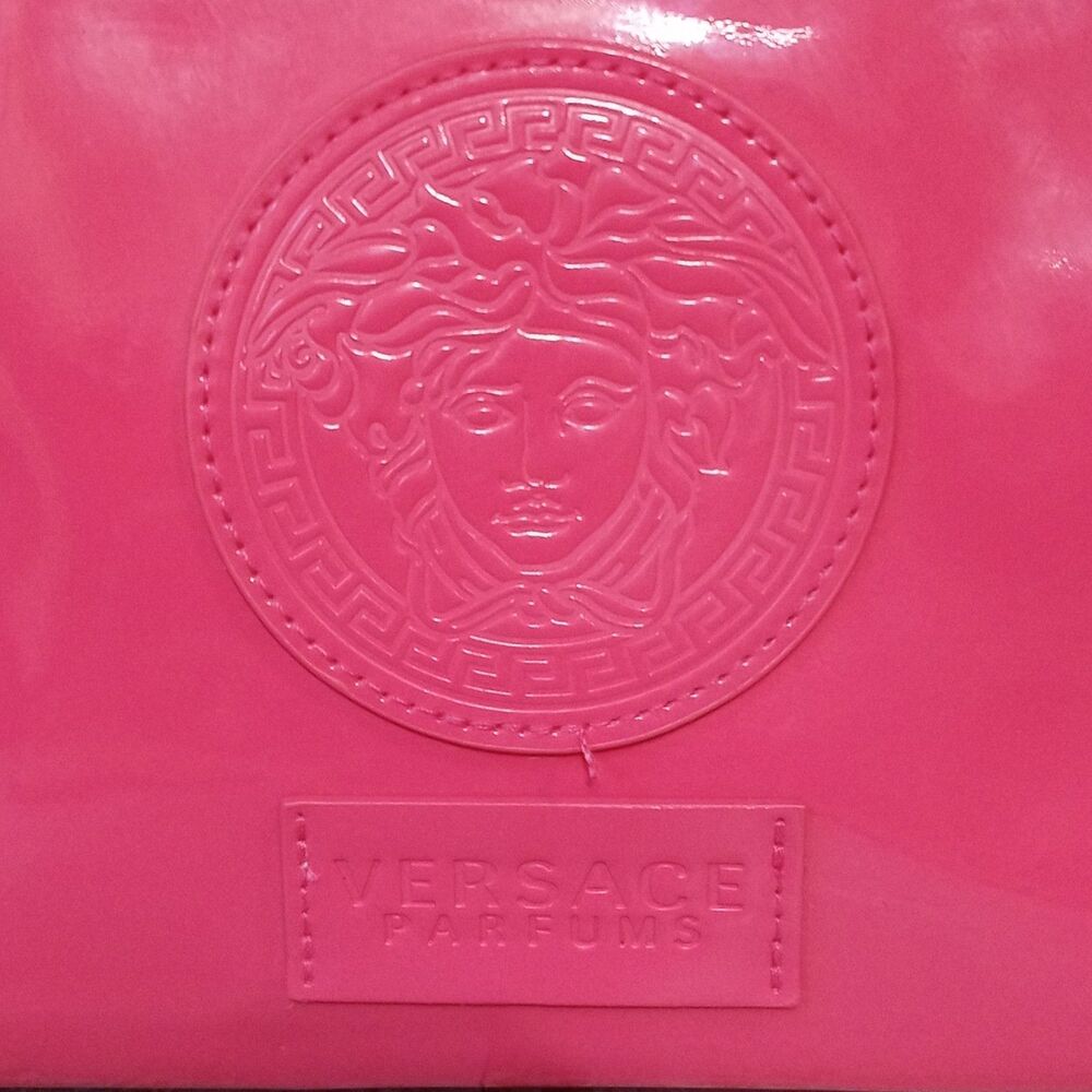 Versace Pink Patent Make Up Toiletries Case Travel Beach Resort Clutch Wristlet - Picture 2 of 9